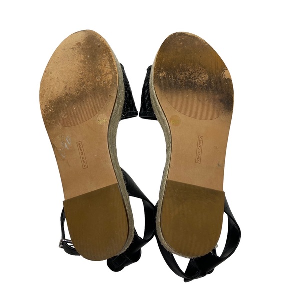 VINCE CAMUTO Kovya Leather Sandals Laser Cutout Espadrille Black Womens 8M - Picture 8 of 9